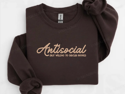 Antisocial Book Lover Embroidery Sweatshirt